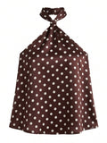 Top Dos Nu Satiné à Pois Blancs