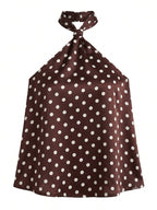 Top Dos Nu Satiné à Pois Blancs